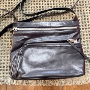 HOBO Black Leather Bag with Orange Accent